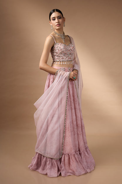 Pink Printed Lehenga set