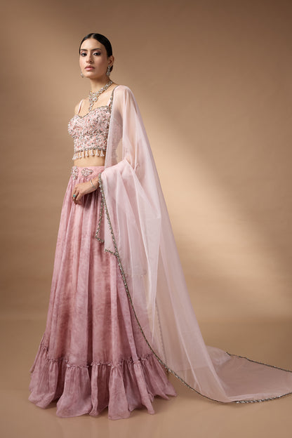 Pink Printed Lehenga set