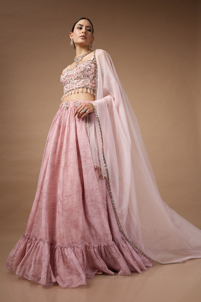 Pink Printed Lehenga set