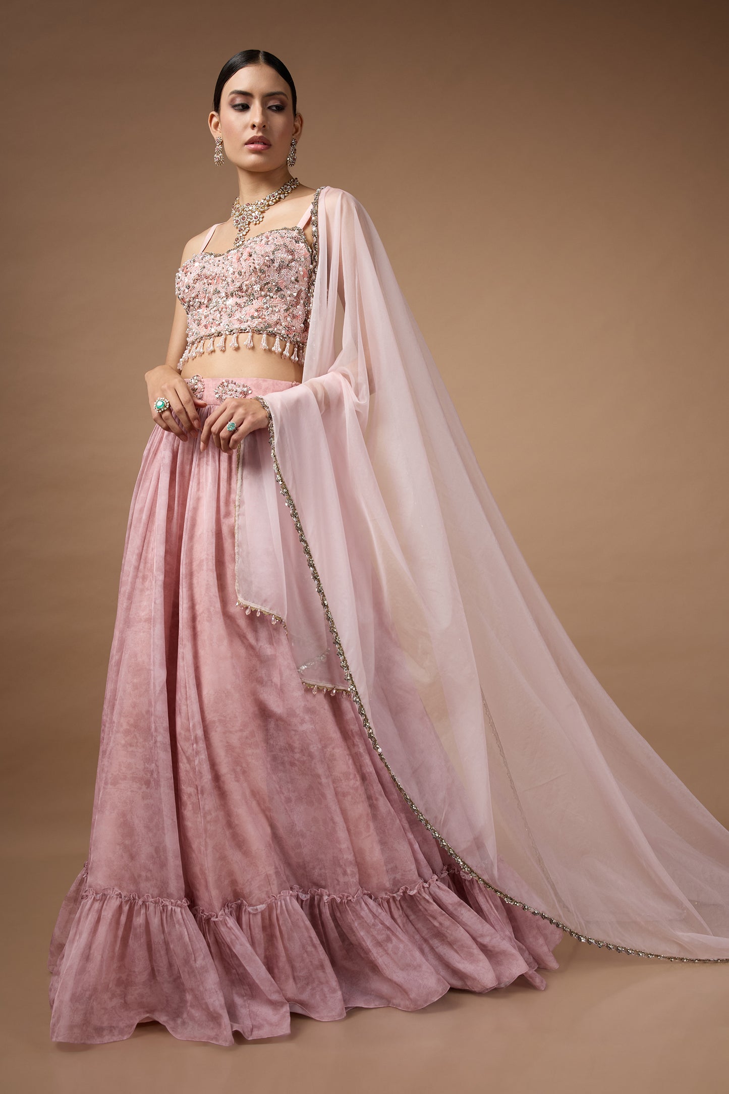 Pink Printed Lehenga set