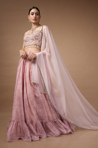 Pink Printed Lehenga set