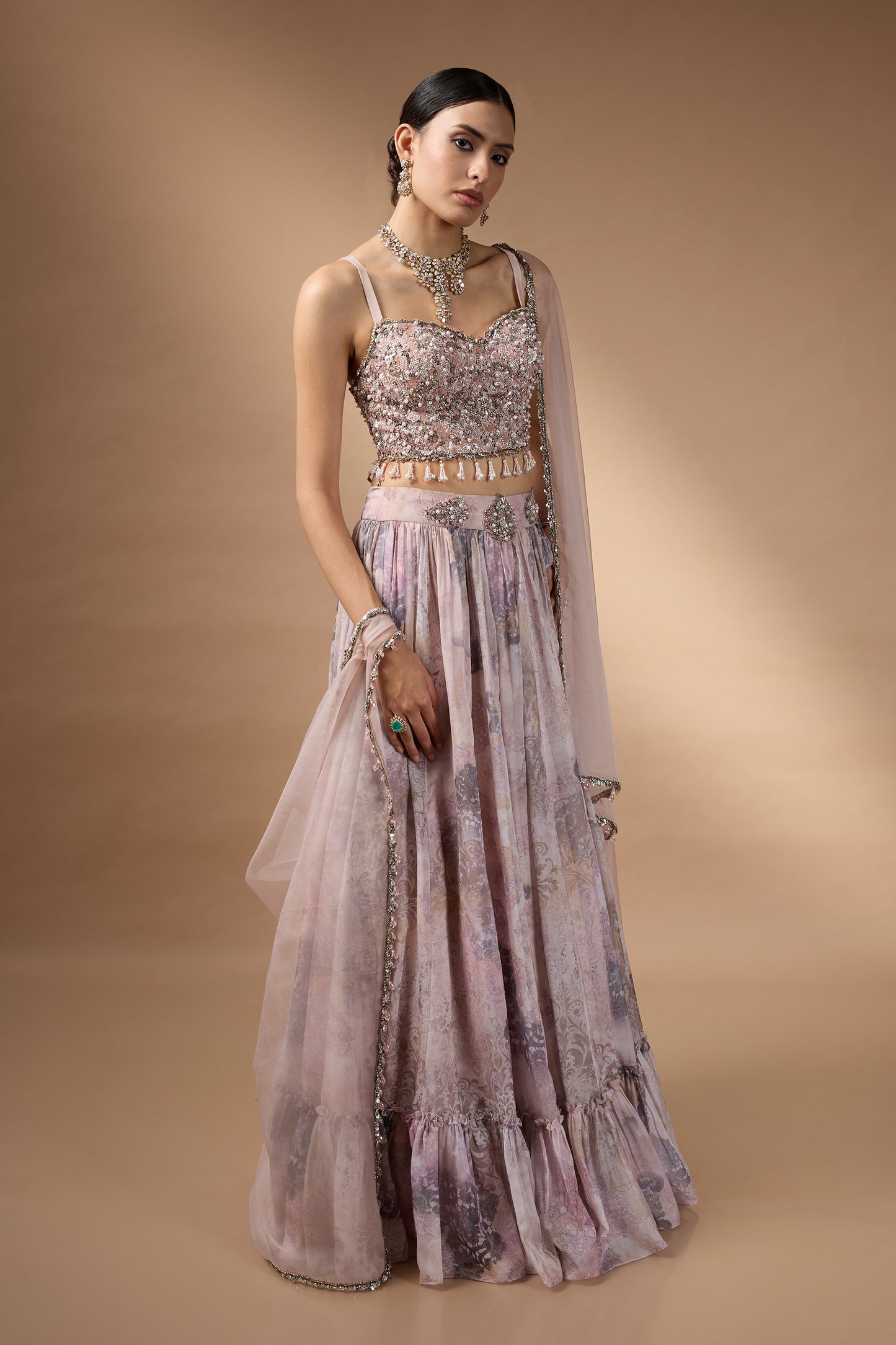 Ivory Printed Lehenga set