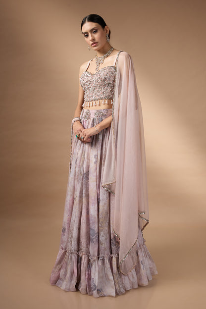 Ivory Printed Lehenga set