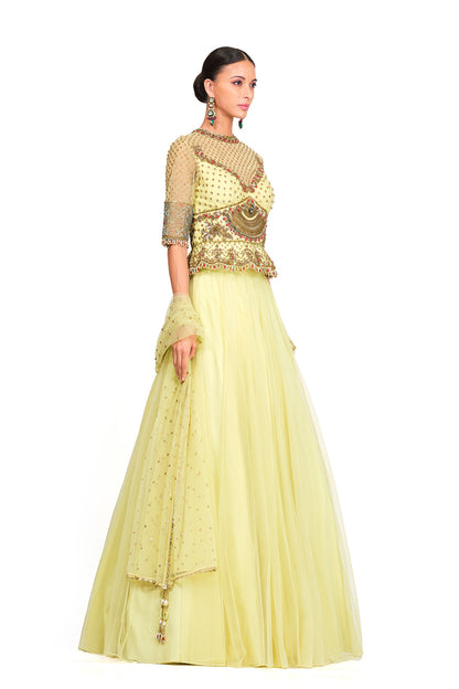 Tulle lehenga with peplum blouse