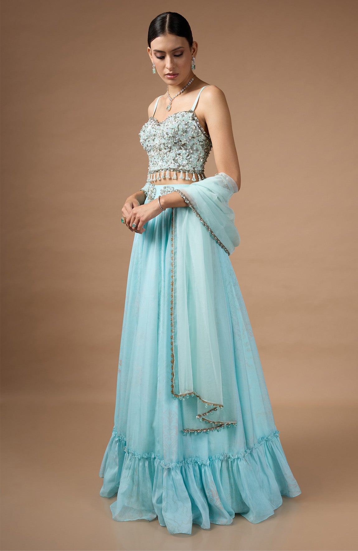 Blue Printed Lehenga set