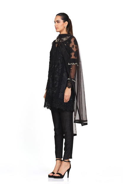 Black embellished tunic set