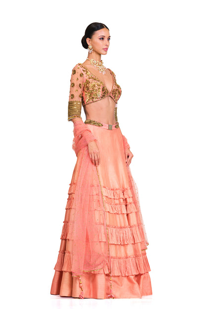 Silk Lehenga with Sequin Embroidered Blouse