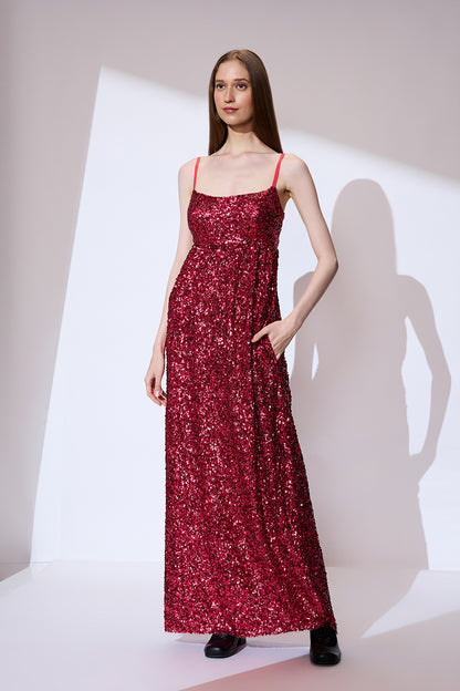 Red Sequinned Cockatil dress