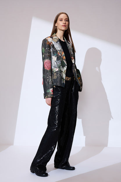 black Printed blazer