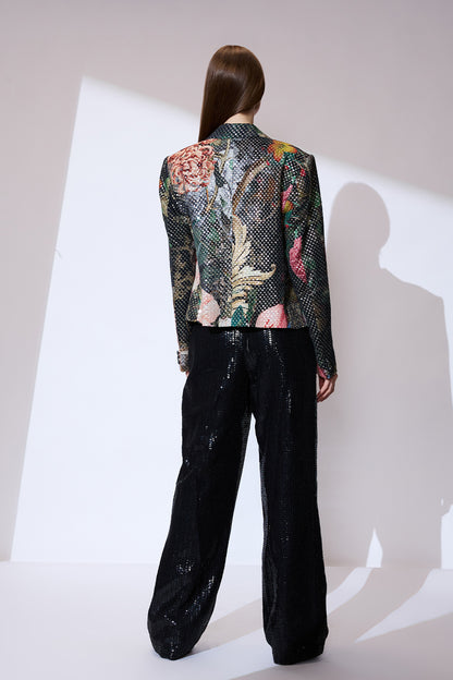 black Printed blazer