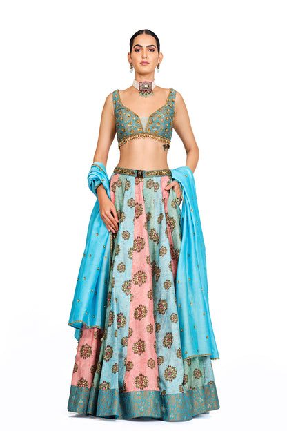 Silk Lehenga with Brocade Blouse No Price