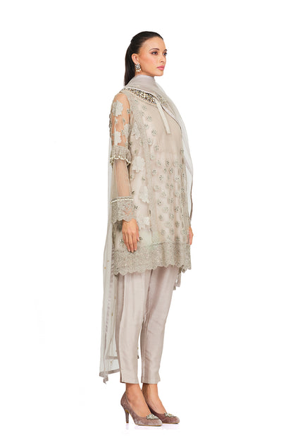 Ivory embellished tunic set