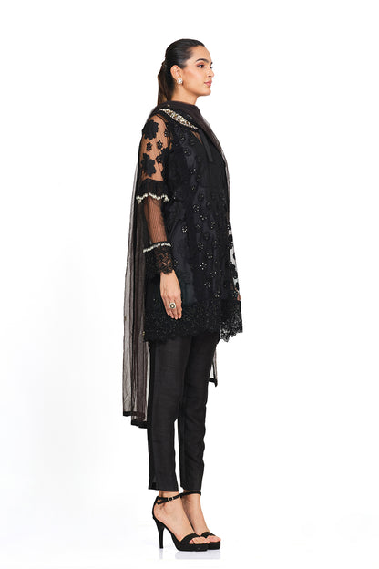 Black embellished tunic set