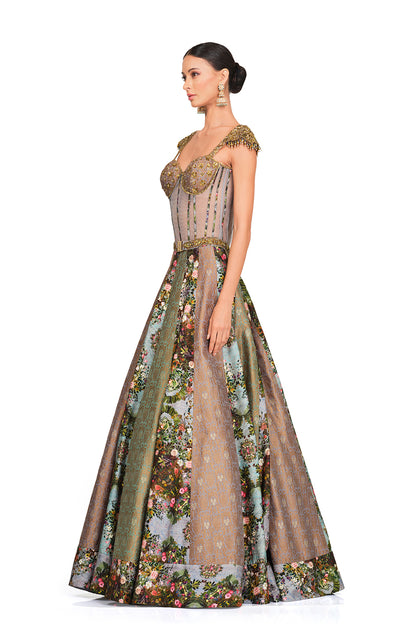 Silk Lehenga with Bodysuit Blouse
