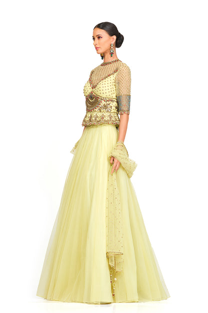 Tulle lehenga with peplum blouse