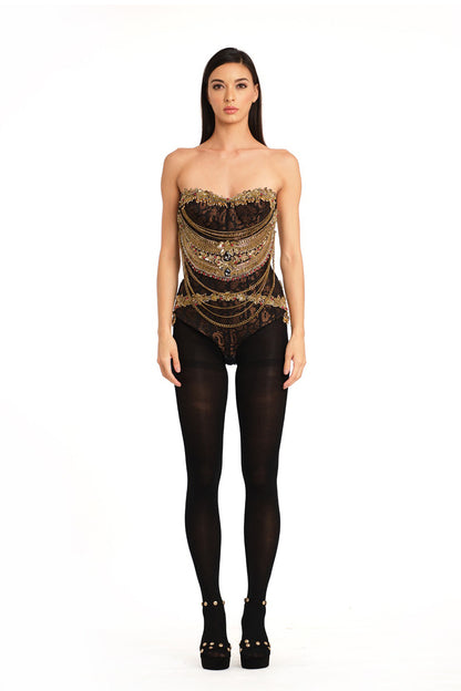 Brocade jewelled corset