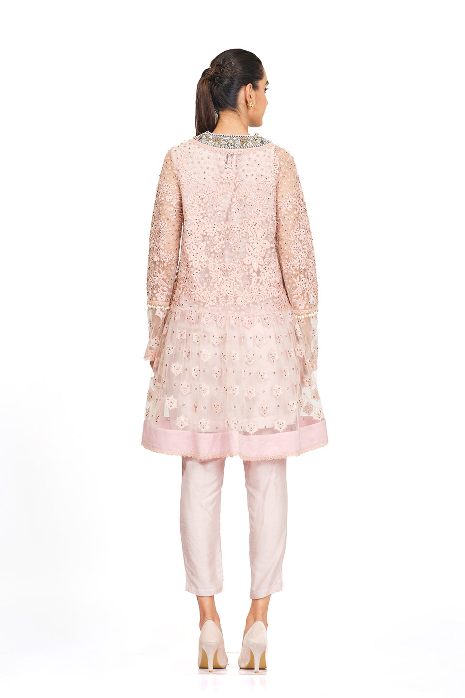 pink embellished tunic set