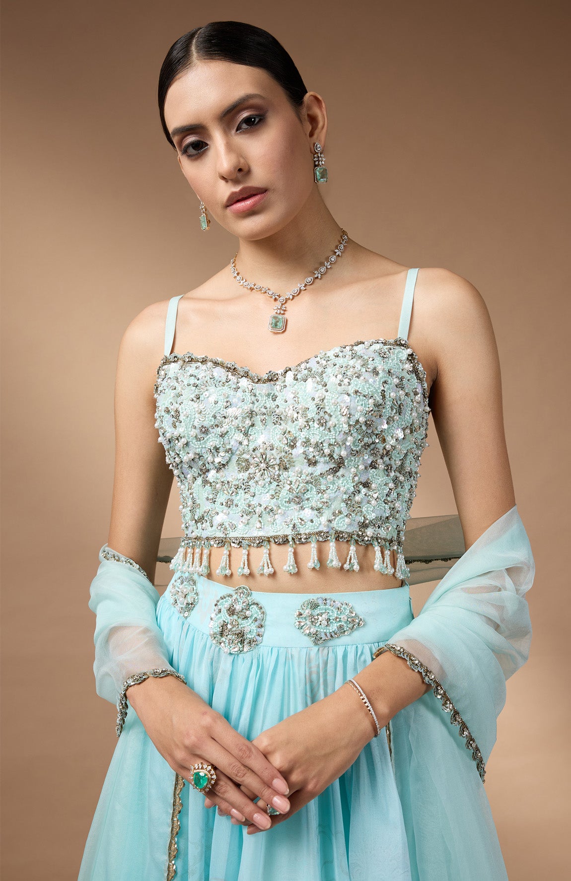 Blue Printed Lehenga set
