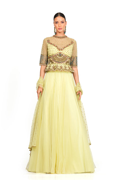Tulle lehenga with peplum blouse