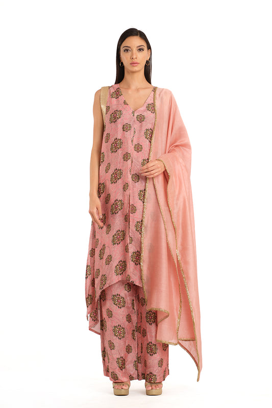 Pink signature print tunic set