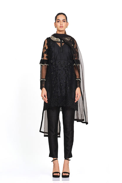 Black embellished tunic set
