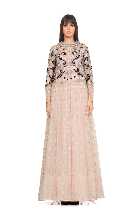 Long tunic with embroidered neckline