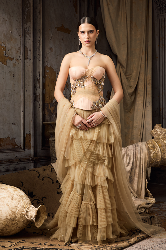 Corset Fit & Pleated Lehenga Set