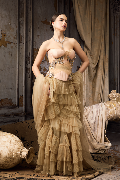 Corset Fit & Pleated Lehenga Set