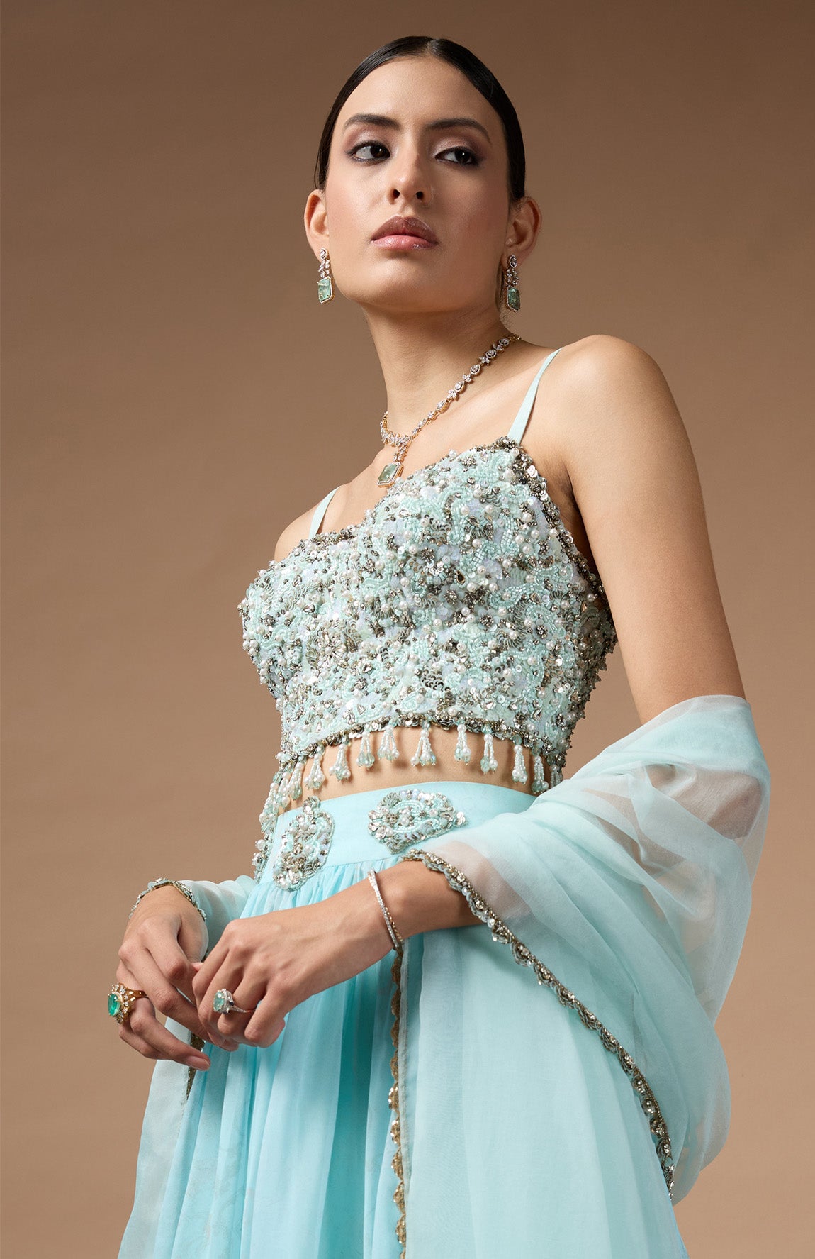 Blue Printed Lehenga set