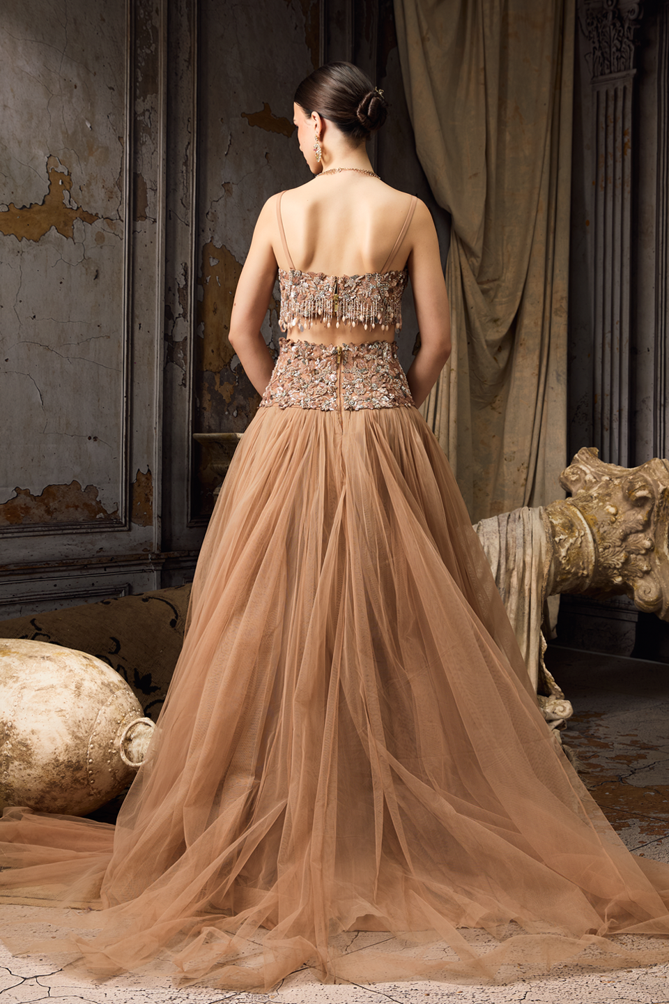 Nude Embroidered Lehenga Choli Set