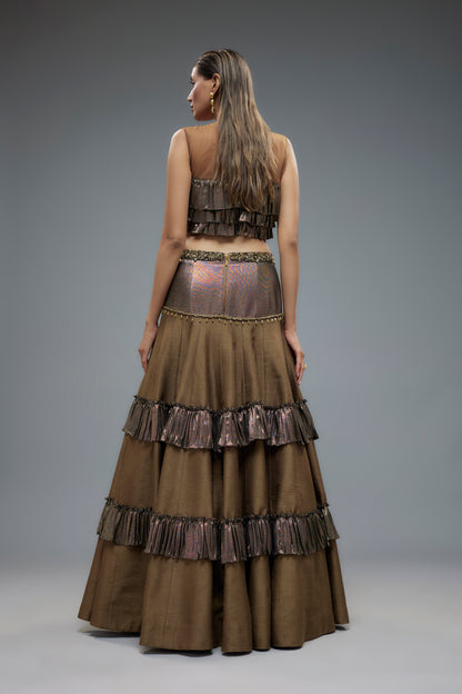 Silk Lehenga with frill blouse
