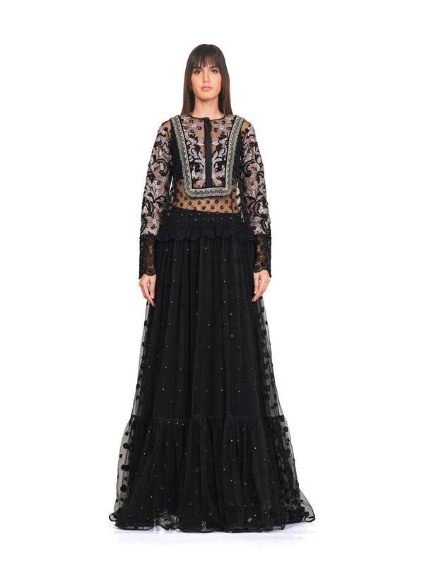 Long Tunic with Patchwork Embroidery & Lightly Embellished Neckline