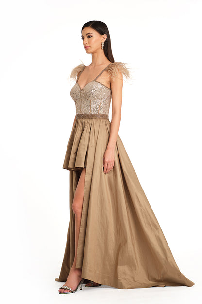 Beige embroidered gown