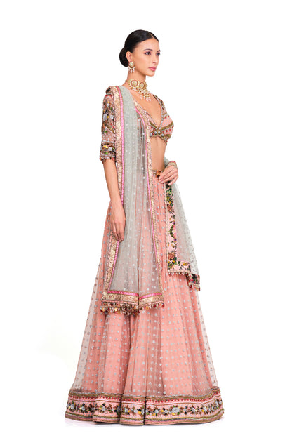 Hand Embroidered Lehenga with Dupatta
