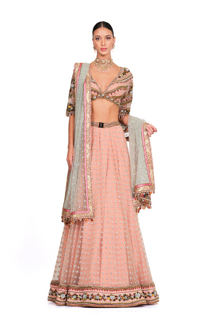 Hand Embroidered Lehenga with Dupatta