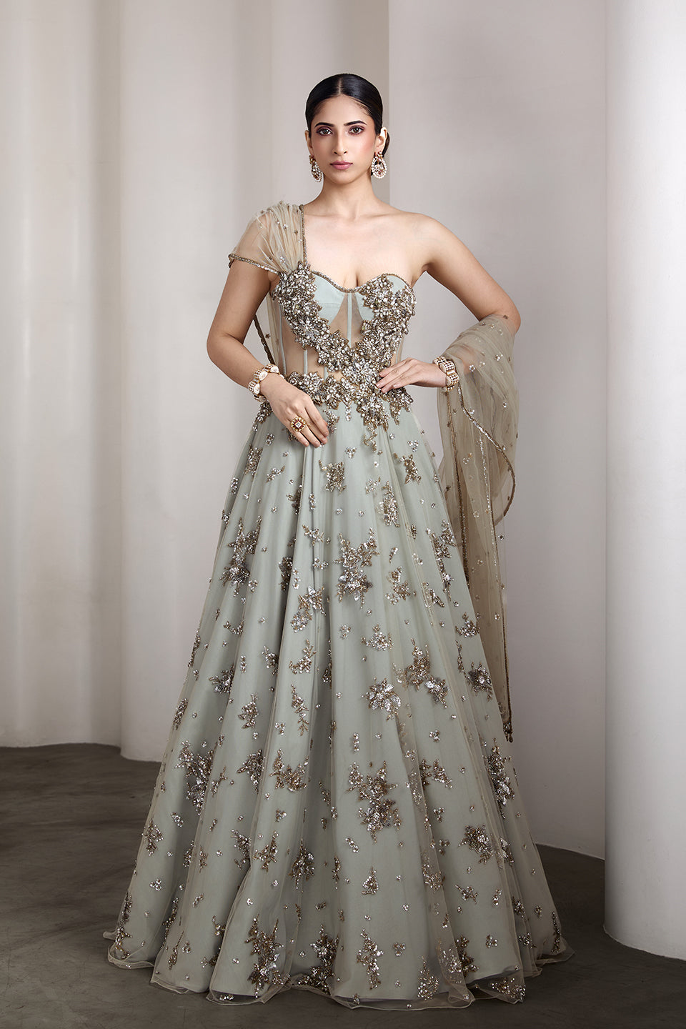 Grey Corset Fit Gown