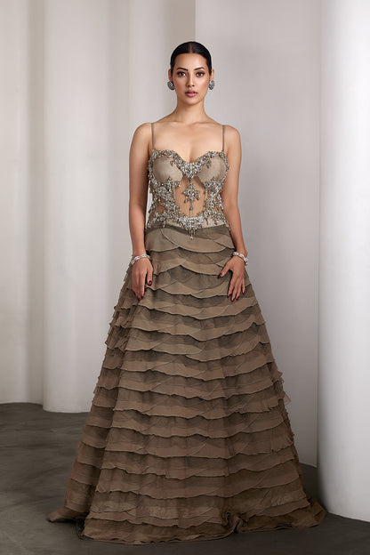 Olive corset fit gown