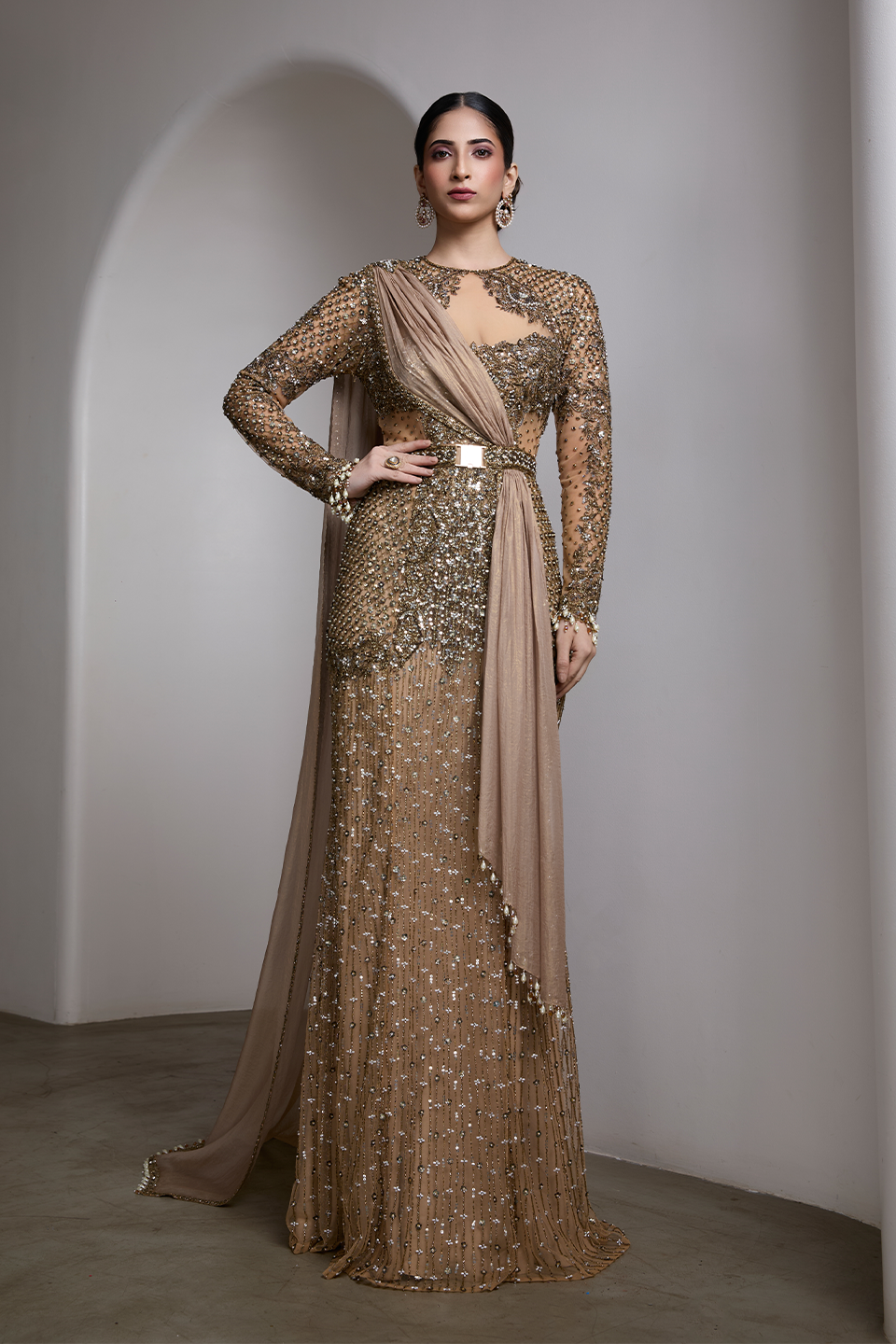 Full Sleeve Embroidered Gown