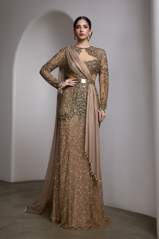 Full Sleeve Embroidered Gown