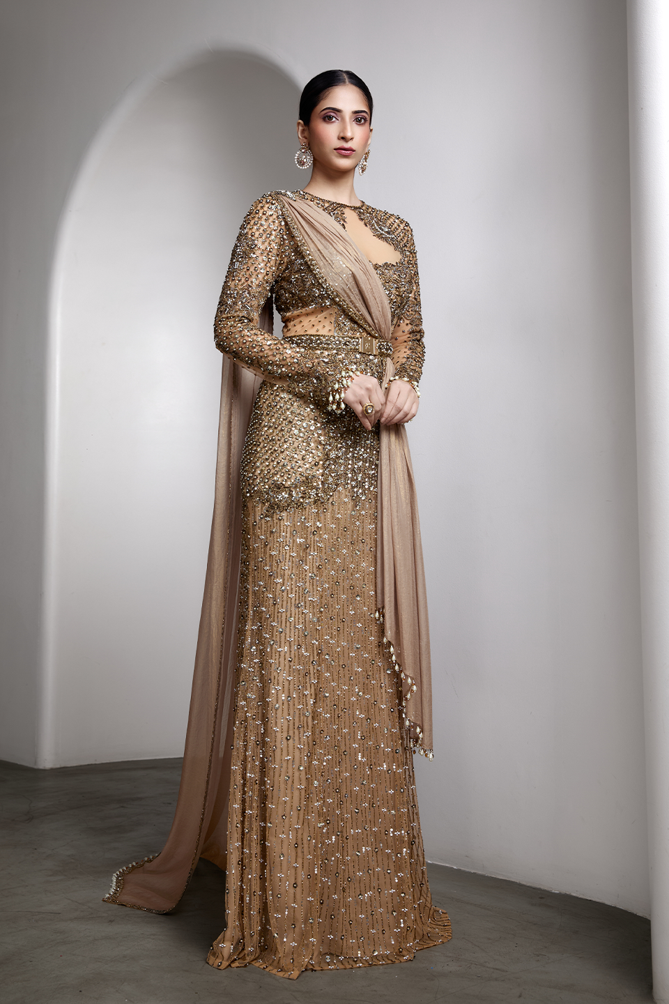 Full Sleeve Embroidered Gown