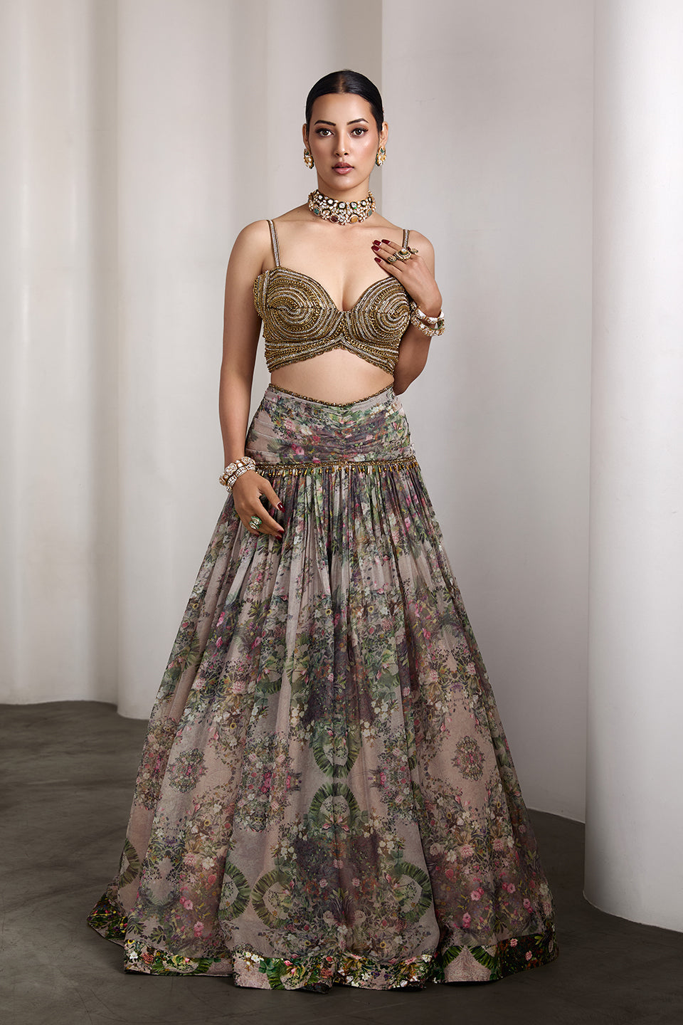 Paisley beige lehenga set