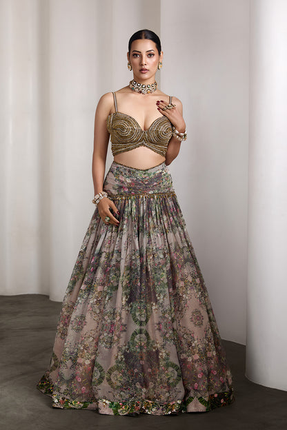 Paisley beige lehenga set