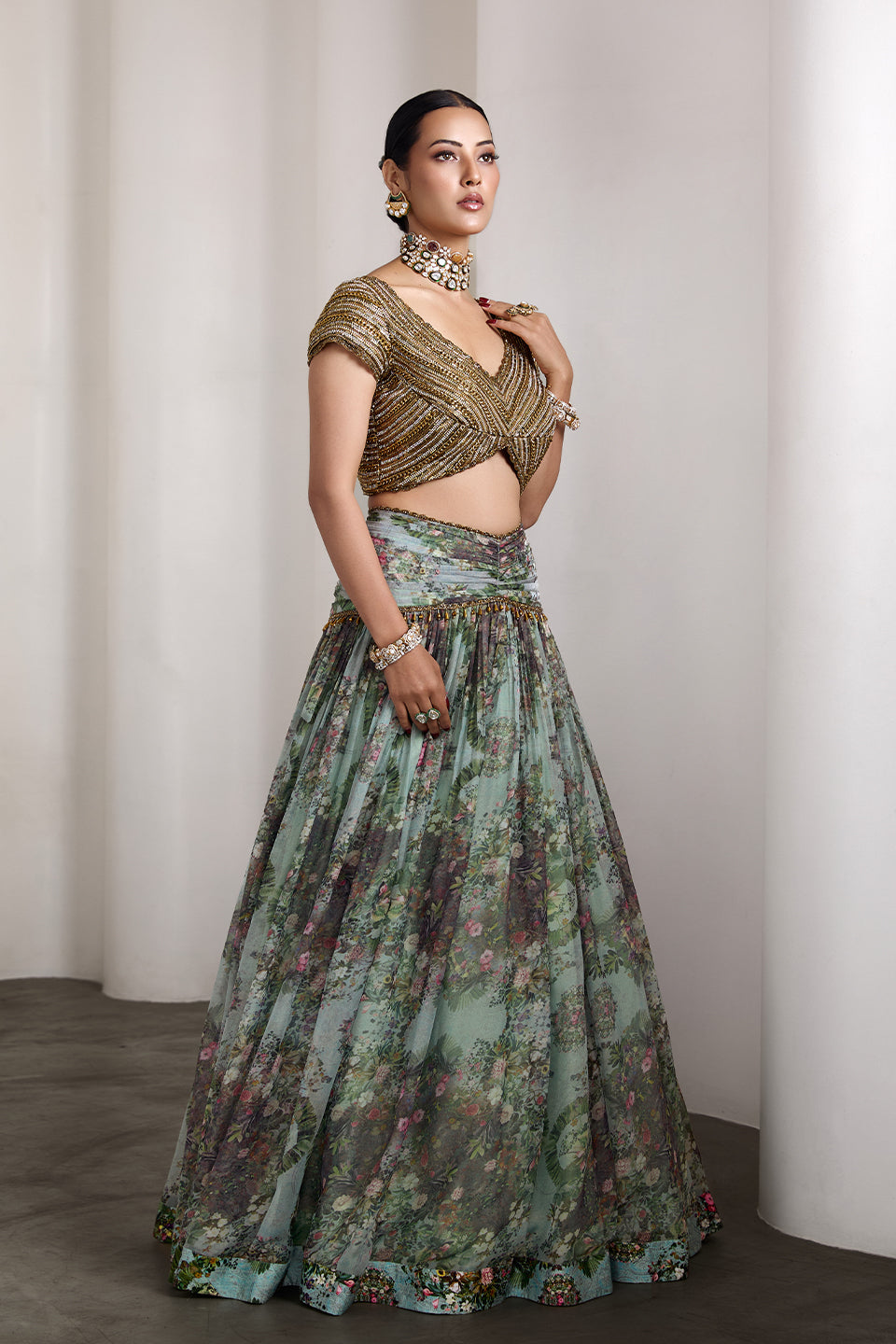 Paisley ice blue lehenga set