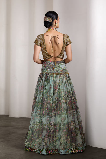 Paisley ice blue lehenga set