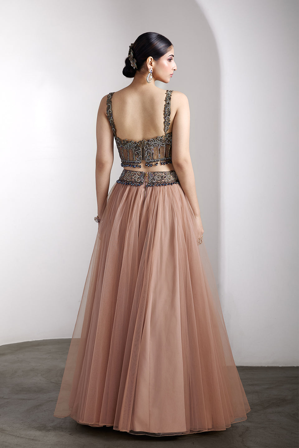 Antique pink embroidered lehenga set