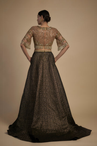 Black and gold Lehenga Set