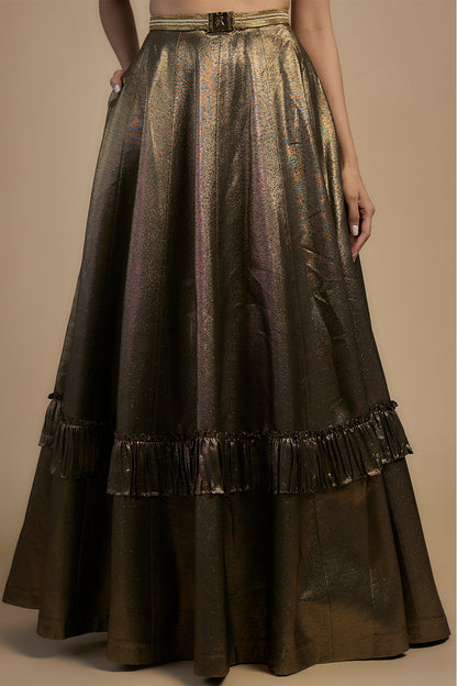 Gold handcrafted bustier lehenga set