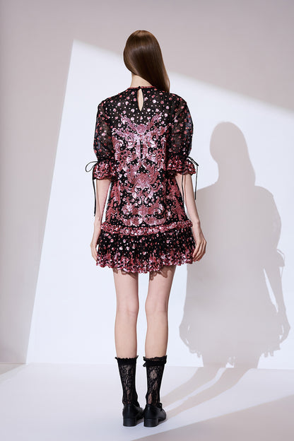 Pink sequinned short dress