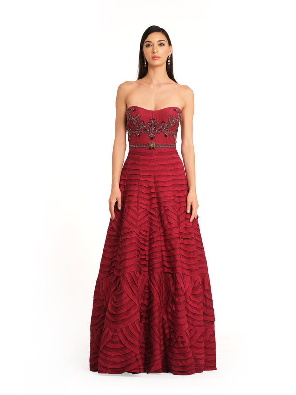 Sweetheart Neck Embroidered Gown