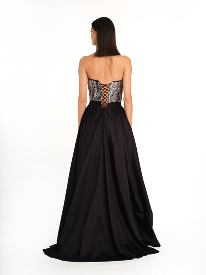 Sequin Tube Gown with Back Trail